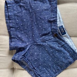 Old Navy Blue linen shorts with white polka dots